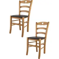 STOCK LINE t m c s Tommychairs - Lot de 2 chaises CUORE pour la cuisine et la salle à manger, Structure robuste en hêtre laqué ton chêne et assise rembourrée recouverte de similicuir couleur moka