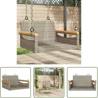 The Living Store Fauteuil suspendu Gris 63x62x40 cm Poly rotin