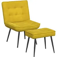 vidaXL Fauteuil relax avec pouf jaune velours