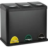 SVITA TC3X8 24 L Poubelle à pédale Poubelle en acier laqué époxy noir