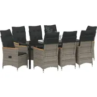 Syfax Ensemble de salle à manger pour jardin 9 pcs Gris polyrotin