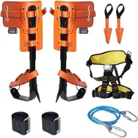 Vevor Set de bumkletter en acier allié, y compris 1 paire de crampons, harnais de sécurité et corde, supporte jusqu'à 350 livres, équipement indispensable orange