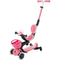 Globber GO-UP BABY 360 LIGHTS - 3 en 1 vélo assis, roue, trottinette, réglable, roues LED, module LED, rose corail