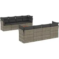 vidaXL Ensemble de salon de jardin 9 pièces avec coussins Gris Poly rotin