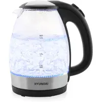 Hyundai Bouilloire HYUVK741 I 2200W I 1,7L de capacité I Arrêt automatique I Protection contre la surchauffe I Eclairage intérieur I Design en verre