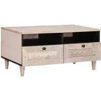 vidaXL Table basse blanc blanchi 80 x 54 x 40 cm en bois massif de manguier