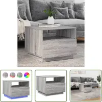 The Living Store Table basse avec lampes LED Gris Sonoma 50x49x40 cm