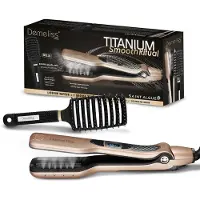 Saint Algue Fer a Lisser Lisseur vapeur - - Coffret Demeliss TITANIUM SMOOTH RITUAL - Brosse démelante - Or
