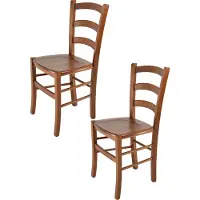 STOCK LINE t m c s Tommychairs - Lot de 2 chaises VENICE pour la cuisine et la salle à manger, structure robuste en hêtre laqué de couleur brun noyer clair et assise en bois