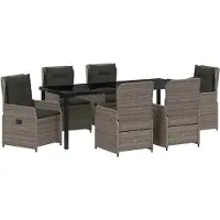 vidaXL Ensemble de jardin 7 pcs Gris Poly-Rotin
