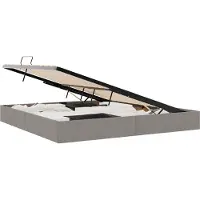 vidaXL Coffret de lit avec rangement, couleur taupe, 200 x 200 cm, tissu
