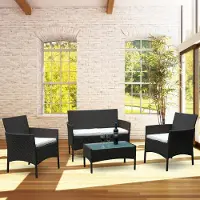 Yakimz Mobilier de jardin Ensemble de terrasse Ensemble de salon Ensemble lounge Canapé de jardin en polyrotin Canapé marron