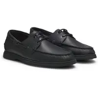 BOSS pour homme. 50570584 Chaussures en cuir Sienne Boat noires (40), Plat, Lacets, Casuel