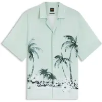 BOSS pour homme. 50559632 Chemise à coupe régulière avec imprimé turquoise (L), Casuel, Viscose, Manche courte