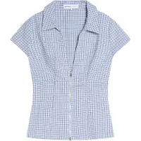 Bershka Chemisier bleu marine / bleu clair / noir