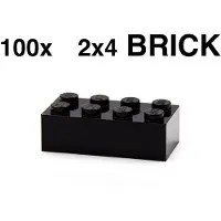 LEGO 100 briques noires 2x4 et un séparateur de briques orange