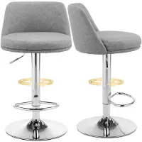 FCH Lot de 2 tabourets de bar , pivotants à 360°, réglables en hauteur, pour comptoir ou cuisine, en PU, gris