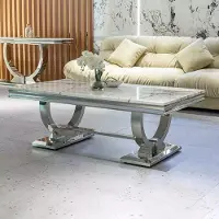 AEA Moderner Grauer Couchtisch Edelstahltisch Wohnzimmer Tische Luxus Design