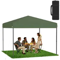 XMTECH Tente pliante Pop-Up 3x3 m, imperméable et protection UV, montage rapide à l'aide d'un seul bouton, hauteur réglable sur 3 niveaux, verte (sans parois latérales)