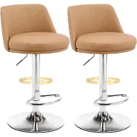 FCH Lot de 2 tabourets de bar , tabourets pivotants à 360°, réglables en hauteur, tabourets de comptoir et de cuisine, PU, marron