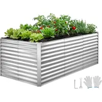 StarTech.com Potager surélevé - Potager métallique - 240 x 120 x 86 cm - Rectangulaire - Sans fond pour le drainage - Pour légumes et fleurs - Extérieur - Argenté