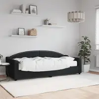 Prolenta Maison Exclusive - Lit de jour avec matelas noir 80 x 200 cm en tissu