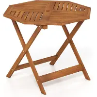 Costway Table de jardin résistante aux intempéries, φ90 cm, avec trou pour parasol, table octogonale pour balcon, table à manger pour jardin, balcon, terrasse