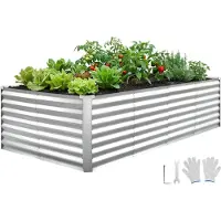 StarTech.com Jardinière surélevée en métal - Jardinière rectangulaire - Dimensions 240 x 120 x 62 cm - Sans fond - Pour l'extérieur - Pour légumes et fleurs - Avec gants - Argent