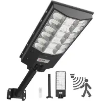 StarTech.com Lampadaire solaire - Projecteur LED 12 kW - Luminosité 900 000 lm - Avec capteur crépusculaire - Détecteur de mouvement - IP65 étanche - Éclairage extérieur grand angle