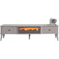 AEA Le meuble TV bas parfait avec une cheminée électrique confortable au centre