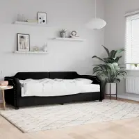 Prolenta Maison Exclusive - Lit de jour avec matelas noir 80 x 200 cm en tissu