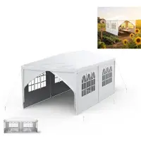 XINZI Pavillon 3x6 m Pavillon de jardin Tente de réception Gazebo avec parois latérales amovibles, imperméable, structure en acier stable, pour garden-party, blanc