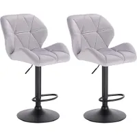 Happyment Tabouret de bar Confortable - Gris clair - Avec dossier - Réglable en hauteur 60-82 cm - Velours - Tabouret de cuisine - Ergonomique - 1 pièce