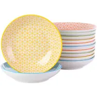 Happyment Sorella Sushi Service - 12 pièces - 4 personnes - Multicolore - Service de table - Assiettes plates, assiettes creuses et assiettes à déjeuner - Ensemble en céramique