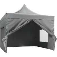 Happyment Pavillon pliable de luxe avec parties latérales - Blanc - Tente de réception Easy-Up - Résistante à l'eau et aux UV - 3x3 m - Réglable en hauteur