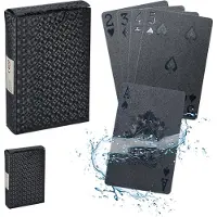 Relaxdays Jeu de cartes de poker , imperméables, 2 jeux de 54 cartes chacun, cartes en plastique, avec jokers, jeu de cartes, noir