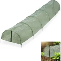 Relaxdays Tunnel de protection pour plantes avec fermeture éclair, 2,9 m de long, tunnel de jardin pliable, protection contre les nuisibles et les oiseaux, vert