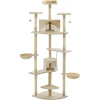 Syfax Arbre à chat avec griffoirs en sisal 203 cm Beige et Blanc