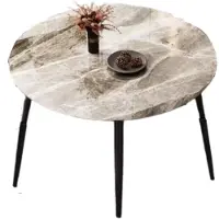 Happyment Table de salle à manger ronde Marmer Tavien - 80 cm - Table de salle à manger ou de restaurant - Gris