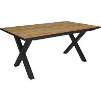 Happyment Table à manger London - Rectangulaire - 4 à 6 personnes - Look Premium - Bois Massif - Pieds X-Pot Noir - 170x90x75cm