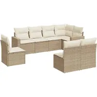 vidaXL Ensemble de jardin canapé 8 pièces avec coussins Beige Poly Rattan
