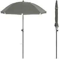 Happyment Happiq Parasol rond pour balcon, plage ou jardin - Réglable & inclinable à 35° - Résistant aux UV & imperméable - Gris - Ø 175 cm