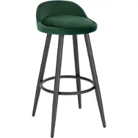 Happyment Tabouret de bar en velours Jerino - Ergonomique - 1 pièce - Vert foncé - Avec petit dossier - Pour la cuisine et le bar - Hauteur d'assise 69cm