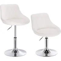 Happyment Tabouret de bar Norino Deluxe - Industriel - Blanc - Tabouret de bar avec dossier - Réglable en hauteur - Similicuir - Cadre métallique - Pivotant à 360° - 1 pièce