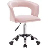 Happyment Chaise de bureau de luxe à roulettes - Velours - Chaise de bureau ergonomique pour adulte - Réglable en hauteur - Rose