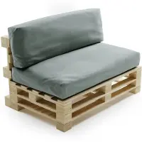 Bananair Coussins Palette Déhoussable Imperméable LOT 120x80cm/120x40cm Gris clair