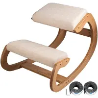 Happyment Chaise ergonomique à genoux - Ergochair - Chaise confortable à genoux avec rembourrages épais - Tabouret de travail et chaise de bureau - Marron clair