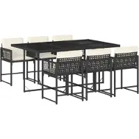 vidaXL Ensemble de jardin 7 pièces avec coussins Noir Poly Rattan