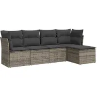vidaXL Ensemble de salon de jardin 5 pièces avec coussins Gris Poly rotin