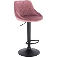 Happyment Designer Tabouret de Bar Berlo - Ergonomique - Avec Dossier - Velours - Hauteur d'assise 60-82 cm - Rose - 1 pièce - Réglable en hauteur - Pour la cuisine et le bar